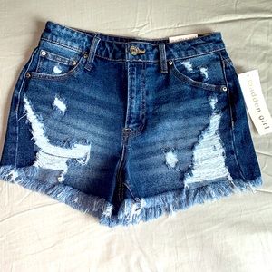 Madden girl, juniors distressed denim shorts